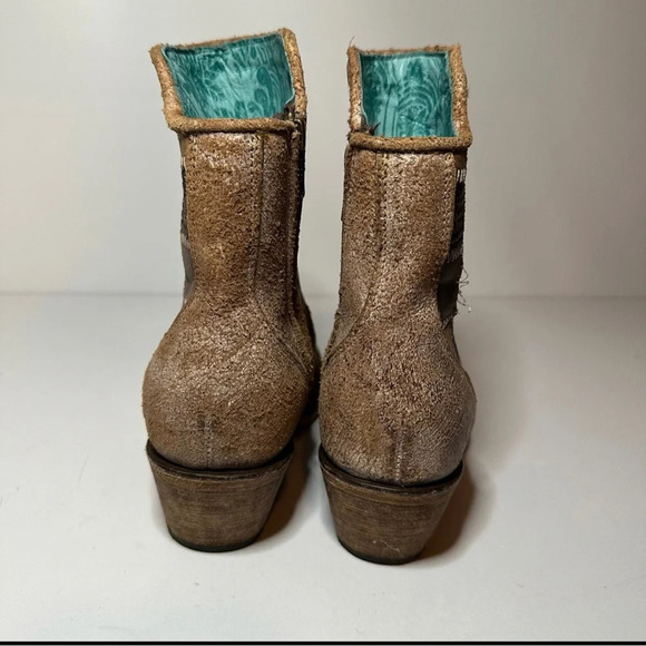 Corral Western Boots Womens Ankle Patchwork Round Toe 8 M Cognac C3116 - Picture 10 of 10